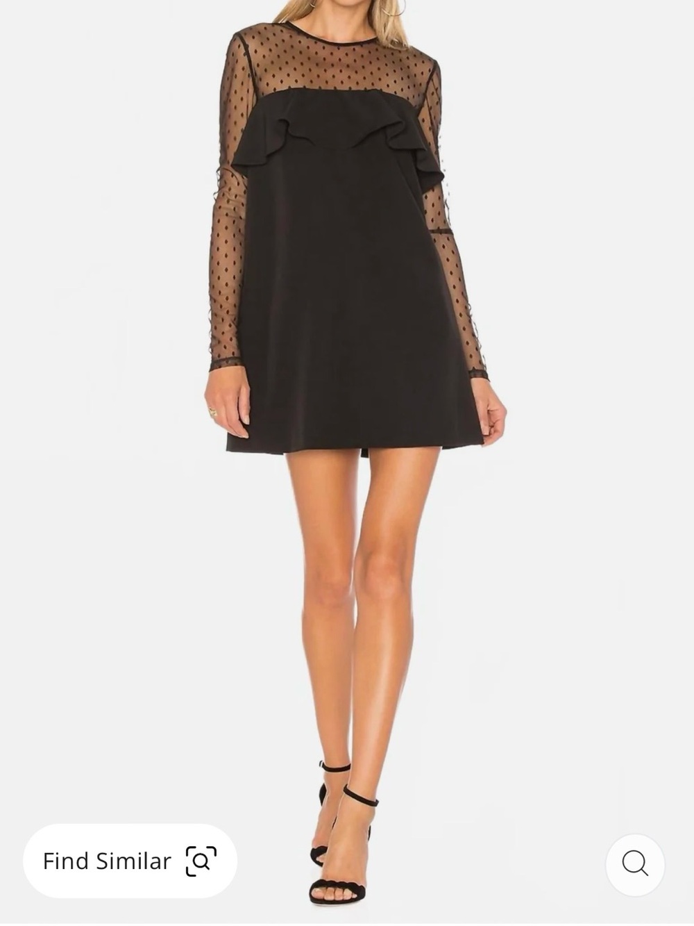NWT Milly Black Sophie Dotted-Illusion Shift Mini Dress Sz 8